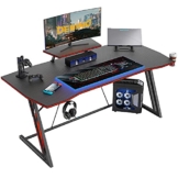 DESINO Gaming Tisch 100 x 60 cm, Ergonomic Gamer Schreibtisch klein Mit Getränkehalter und Kopfhörerhaken, Ultradesk PC Computertisch,schwarz - 1