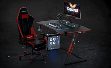 DESINO Gaming Tisch 100 x 60 cm, Ergonomic Gamer Schreibtisch klein Mit Getränkehalter und Kopfhörerhaken, Ultradesk PC Computertisch,schwarz - 7