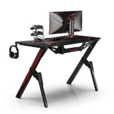 Dripex Ergonomischer Gaming Tisch, Schreibtisch Gaming mit Großer Oberfläche, Kohlefaser-Desktop, mit Getränke-, Gamepad- und Kopfhörerhalter - 1