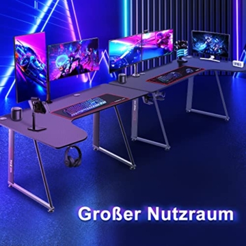 Dripex Gaming Tisch L-Form, Eckschreibtisch 160cm, L-förmiger Computertisch, Großer Ergonomischer Schreibtisch für Büro und Zuhause, Links - 7