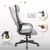 MELOKEA Schreibtischstuhl Bürostuhl Office Stuhl Höhenverstellbarer Chefsessel Kopfstütze und Armlehne, Höhenverstellung und Wippfunktion, Rückenschonend, Bis 150kg, Grau - 6