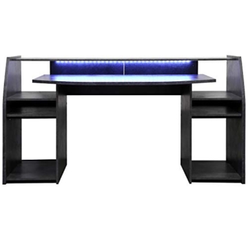 Wohnorama Gaming Tisch Schreibtisch inkl. LED RGB Beleuchtung, Setup Gamer Ablagen, Ultra Wide TV Monitor geeignet - 2
