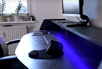 Wohnorama Gaming Tisch Schreibtisch inkl. LED RGB Beleuchtung, Setup Gamer Ablagen, Ultra Wide TV Monitor geeignet - 6