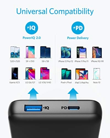 Anker 525 Powerbank, externer USB-C Akku mit 20000mAh 20W Power Delivery, kompatibel mit iPhone 12/12 Pro / 12 Pro Max / 8 / X/XR, Samsung Galaxy, iPad Pro 2018, und mehr, A1287, Black - 3