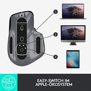 Logitech MX Master 3 for Mac – Fortschrittliche kabellose Maus, ultraschnelles Scrollen, ergonomisches Design, 4000 DPI, USB-C, Bluetooth, kompatibel mit MacBook Pro, Macbook Air, iMac, iPad - Grau - 12