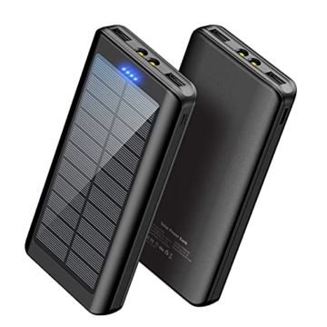 Solar Powerbank 30000mAh Externer Akku: Power Bank Mobiles Outdoor Tragbares Ladegerät mit 2 USB Ports & Taschenlampen Handy Akkupack für Smartphone | Tablets | Mehr - 1