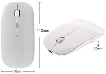 Tsmine Maus Bluetooth Schlanke Wiederaufladbare Bluetooth Maus Kabellos Mäuse für Notebook, PC, Laptop, Computer, Windows Android Tablet, iMac MacBook Air/Pro - Weiß - 6