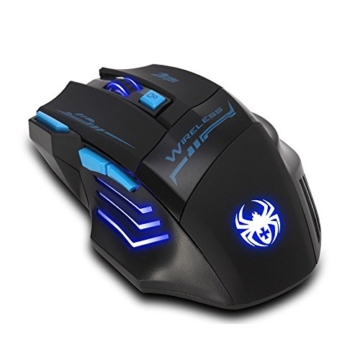 Zelotes Kabellose Maus Wireless Mouse, 2.4 GHz 7 Tasten 2400dpi LED Optische Gaming Gamer Maus,USB Schnurlos Mäuse für Notebook, PC, Mac, Laptop (schwarz) - 4