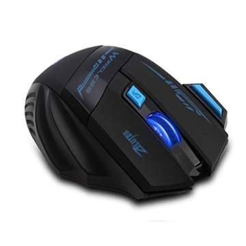 Zelotes Kabellose Maus Wireless Mouse, 2.4 GHz 7 Tasten 2400dpi LED Optische Gaming Gamer Maus,USB Schnurlos Mäuse für Notebook, PC, Mac, Laptop (schwarz) - 5