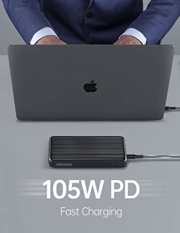 Zendure Power Bank, 100W PD 24000mAh Portable Laptop Ladegerät Schlank Schnelles Aufladen Powerbank für MacBook iPad iPhone AirPods Pro - 4