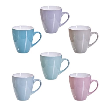 6 XXL Kaffeebecher Pott Set Keramik 540ml in tollem Landhaus Design für Ihr liebstes Heißgetränk für Kaffee, Cappuccino und Latte Macchiato - 1