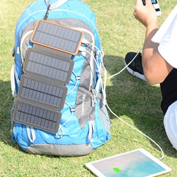 A ADDTOP Solar Powerbank 25000mAh Tragbare Solar Ladegerät mit 4 Solarpanels, Outdoor wasserfester externer Akku mit 2 USB Ports für Smartphones, Tablets und mehr - 2