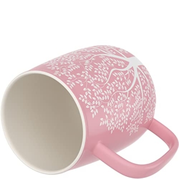 amapodo Kaffeetasse - Kaffeebecher Porzellan - Kaffee Tasse groß 600ml - Geschenke für Frauen - Jumbotasse - XXL Bürotasse Rosa - 4