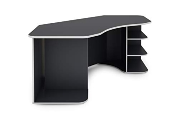 byLIVING Schreibtisch THANATOS/Gaming-Tisch in Anthrazit mit Kanten in Weiß/Eck-Schreibtisch mit viel Stauraum und XXL Tischplatte/Computer-Tisch/PC/Arbeits-Tisch / 198x76x85cm (BxHxT) - 4