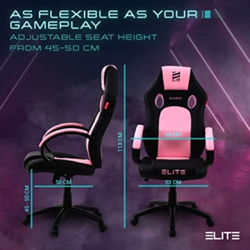 ELITE Gaming Stuhl MG100 EXODUS - Ergonomischer Bürostuhl - Schreibtischstuhl - Chefsessel - Sessel - Racing Gaming-Stuhl - Gamingstuhl - Drehstuhl - Chair - Kunstleder Sportsitz (Schwarz/Pink/Weiß) - 6