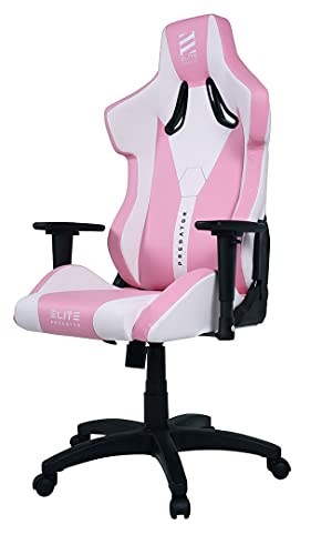 ELITE Gaming Stuhl Predator - Ergonomischer Bürostuhl - Schreibtischstuhl - Chefsessel - Sessel - Racing Gaming-Stuhl - Gamingstuhl - Drehstuhl - Chair - Kunstleder Sportsitz (Pink/Weiß) - 1