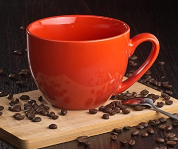 Faszination Wohnen Tasse groß Porzellan 600 ml Jumbotasse bunt XXL Jumbobecher Rot Kaffeebecher Kaffeetasse - 2