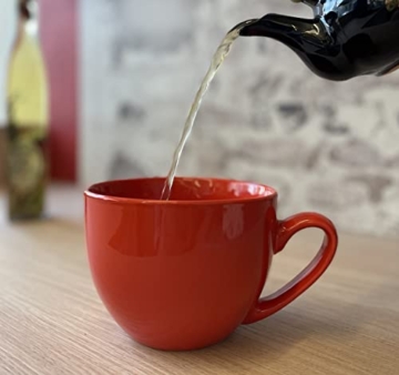 Faszination Wohnen Tasse groß Porzellan 600 ml Jumbotasse bunt XXL Jumbobecher Rot Kaffeebecher Kaffeetasse - 4