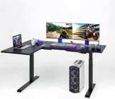 Flexispot E3LB Gaming Tisch (180 x 120 cm) | Großer Ergonomischer Schreibtisch für Büro und Zuhause | höhenverstellbar mit 2 Motoren und 3-Fach Beine (Schwarz) - 1