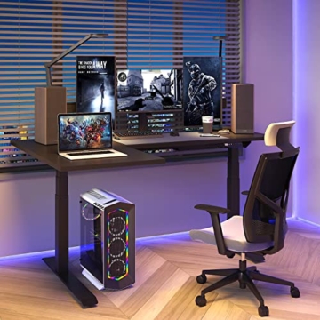 Flexispot E3LB Gaming Tisch (180 x 120 cm) | Großer Ergonomischer Schreibtisch für Büro und Zuhause | höhenverstellbar mit 2 Motoren und 3-Fach Beine (Schwarz) - 7