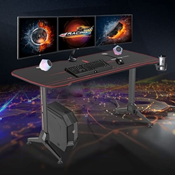 Gaming Schreibtisch höhenverstellbarer Computertisch PC Schreibtisch mit 160cm übergrößem Desktop, Schwarz - 5