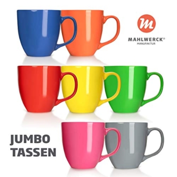 Mahlwerck XXL Jumbotasse, Große Porzellan-Kaffeetasse mit hoch-glänzender Oberfläche, in Rot, 450ml - 3