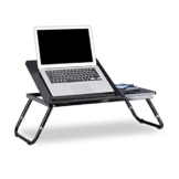 Relaxdays Laptoptisch Lapdesk Betttisch Betttablett Notebook-Tisch Beistelltisch Laptop BTH 60 cm x 35 cm x 24 cm Holz schwarz mit Leseklappe höhenverstellbar klappbar - 1