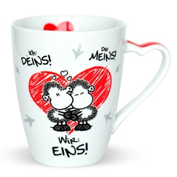 Sheepworld 45183 Kaffee-Tasse mit Spruch Ich Deins, Du Meins, Wir Eins, Porzellan, 30 cl, Geschenk-Tasse mit Liebesmotiv - 1