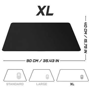 Sidorenko XXL Gaming Mauspad groß - 900 x 400 mm - Fransenfreie Ränder - rutschfest - XXL Mousepad - Schreibtischunterlage - spezielle Oberfläche verbessert Geschwindigkeit - MAXLVL - schwarz - 2