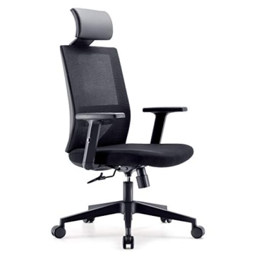 SIHOO Bürostuhl, ergonomischer Schreibtischstuhl, Drehstuhl mit hoher Rückenlehne, Lordosenstütze, verstellbare PU-Kopfstütze, Armlehnen- und Wippenfunktion, Home-Office-Stuhl aus Mesh (schwarz) - 1