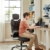 SONGMICS Bürostuhl, ergonomischer Drehstuhl, mit klappbaren Armlehnen, Nylon-Sternfuß, Tragfähigkeit 150 kg, schwarz OBG65BK - 2