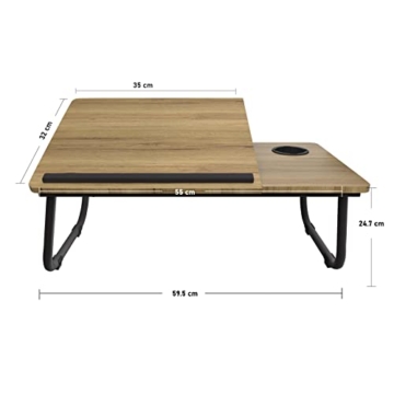 SURFLINE Laptop Tisch für Bett Laptop Tisch Bett Tisch mit Klappbaren Beinen，Becherhalter und Verstellbarer Tischplatte, Für Notebook-Ständer Frühstücksbett Tablett Picknicktisch - 3