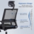 T-THREE.Verstellbare Kopfstütze Bürostuhl ergonomischer Netzdrehstuhl Bürostuhl Lendenwirbelstütze höhenverstellbar 360° Drehfunktion Netzrückenlehne, geeignet für Home Office（Schwarz） - 3