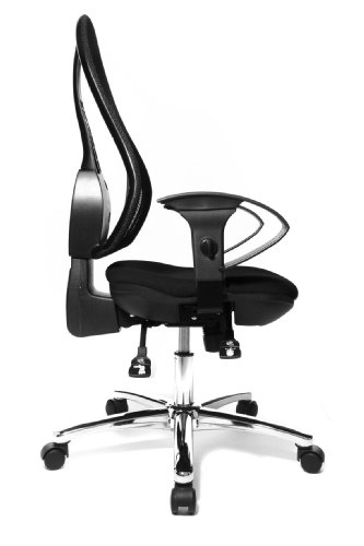 Topstar Open Point SY Deluxe, ergonomischer Syncro-Bandscheiben-Drehstuhl, Bürostuhl, Schreibtischstuhl, inkl. Armlehnen (höhenverstellbar), Stoff, schwarz - 3