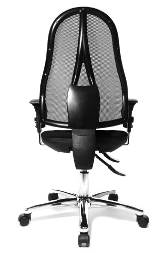 Topstar Open Point SY Deluxe, ergonomischer Syncro-Bandscheiben-Drehstuhl, Bürostuhl, Schreibtischstuhl, inkl. Armlehnen (höhenverstellbar), Stoff, schwarz - 5