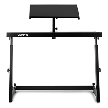 Vonyx DB10, DJ Pult, mobiles DJ Equipment, klappbarer Tisch mit Laptop Ständer, transportabel, höhenverstellbare Tischfläche, justierbare Standfüße, schwarz - 6