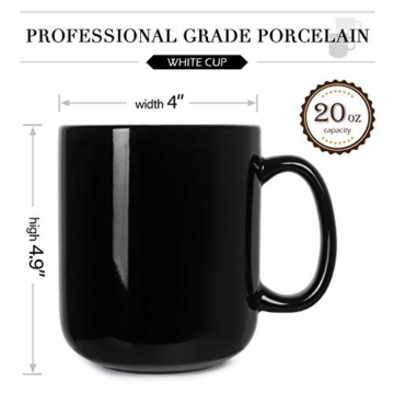 20 Unzen Große Kaffeetasse, Keramik, für Tee, Milch, Wasser, Kakao, Saft, 600 ml, Schwarz - 2