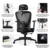 Aiidoits Bürostuhl ergonomisch, Schreibtischstuhl mit Verstellbarer Kopfstütze, Armlehne und Lendenwirbelstütze, Höhenverstellung und Wippfunktion bis 135°Mesh Office Chair, bis 200kg Belastbar - 6