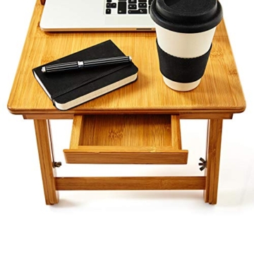 bambuswald© Betttablet | Laptoptisch mit Schublade aus 100% Bambus : ca. 54x35cm- klappbarer Notebooktisch, Betttisch, Lapdesks für Lesen oder Frühstück und Zeichentisch fürs Bett - 4