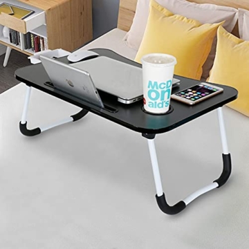 CHARMDI Laptop-Schreibtisch, tragbarer Laptop-Betablett, Schoßpult, Couch-Tisch, Bett-Schreibtisch, Laptop-Schreibtisch mit Seiten-Schublade für Bett/Sofa, schwarz - 6