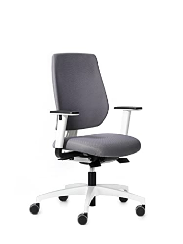 Dauphin Speed-o Comfort, ergonomischer Bürostuhl für das Homeoffice, höhenverstellbare Armlehnen, automatische Gewichtsanpassung (weiß | grau) - 1