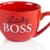 Faszination Wohnen Tasse groß Porzellan 600 ml Jumbotasse bunt XXL Jumbobecher Rot Kaffeebecher Kaffeetasse Suppentasse Lady Boss im Geschenkkarton - 1