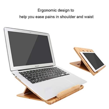 iCozzier Bambus Faltbarer Laptopständer Einstellbare Notebook Tablet Schreibtisch-Wärmeableitungshalterung für MacBook, Netbook, Ultrabook - 4