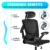 KERDOM Bürostuhl Ergonomisch, Atmungsaktiver Schreibtischstuhl mit Verstellbarer Kopfstütze, Armlehnen,Drehstuhl Wippfunktion bis 135°, Chefsessel aus Mesh - 2