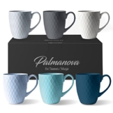 MIAMIO – 6 x 400 ml – Kaffeetassen Set / Becher– Moderne Keramik Tasse Matt – Kaffeetasse groß – Palmanova Kollektion (Ocean Blau) - 1