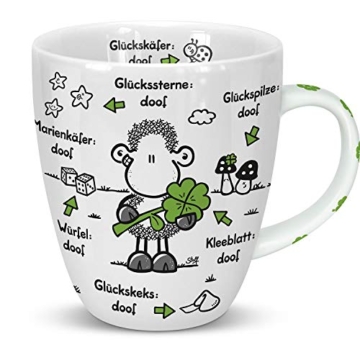 Sheepworld 46504 Tasse Ohne Glück ist alles doof, Kleeblatt,, 1 Stück (1er Pack): Kaffeetasse mit Motivdruck - 2