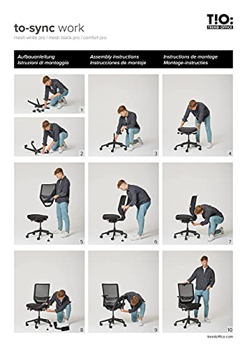 Trendoffice to-sync pro, ergonomischer Bürostuhl, mit Armlehnen, modernes Design, Homeoffice, umweltzertifiziert, by Dauphin (Black, Netz-Rückenlehne) - 6