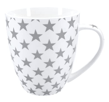 VonBueren 2 x XXL Kaffeetasse Sterne in grau/weiß | ca. 12 cm | Fassungsvermögen ca. 600 ml - 3
