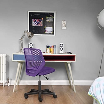 Yaheetech Schreibtischstuhl Drehstuhl Bürostuhl mit Rücklehne ohne Armlehnen Arbeitsstuhl höhenverstellbar für’s Büro oder Home-Office 50 x 55 x 79 cm Lila - 3