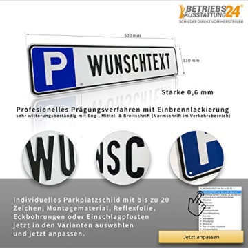 Betriebsausstattung24® Geprägtes Parkplatzschild aus Aluminium in Nummernschildform | Mitarbeiter | KFZ-Kennzeichen | Mitarbeiterparkplatz | Originalmaße 52,0 x 11,0 cm - 2